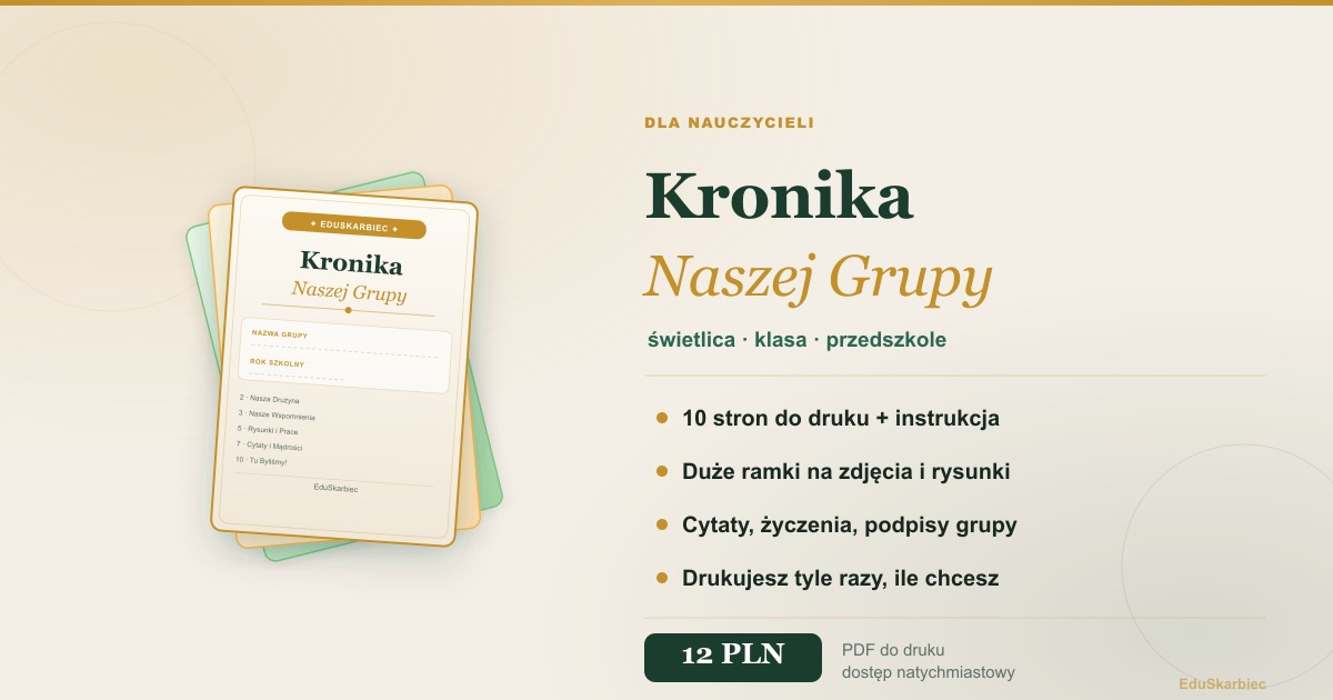 Kronika grupowa do druku - szablon dla nauczyciela